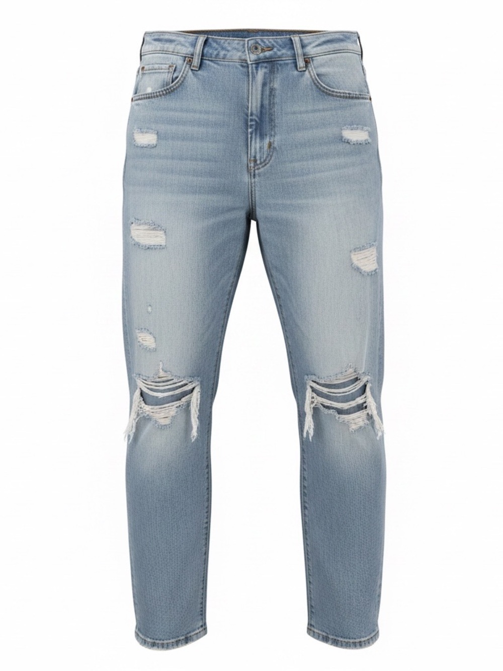 Light Blue Distressed American Eagle Mom Jeans